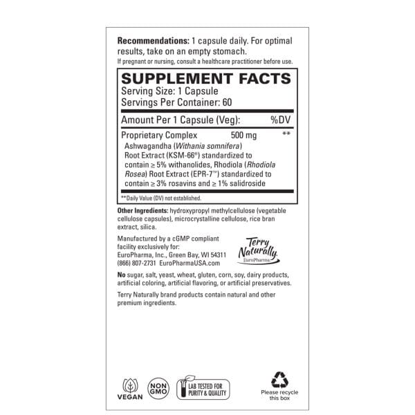 Adaptra Ashwagandha And Rhodiola 60 ct