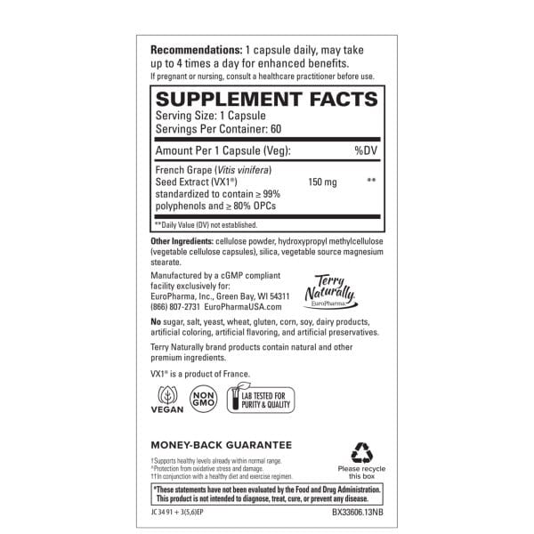Clinical OPC French Grape Seed Extract 150mg 60 ct