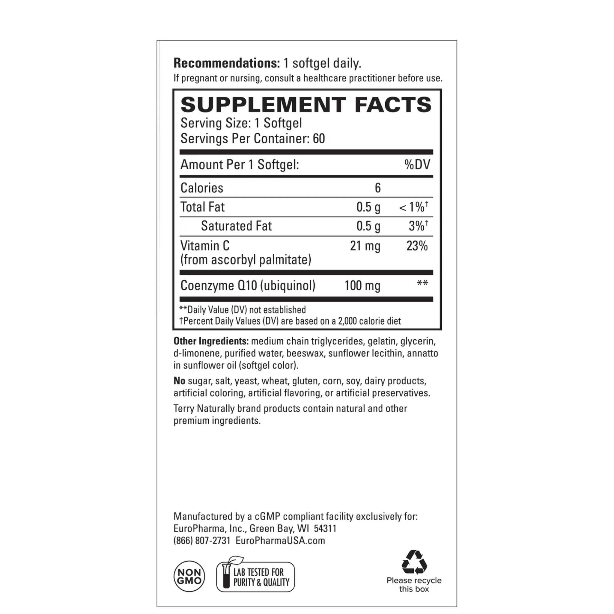 CoQ10 Bioactive Ubiquinol 60 ct