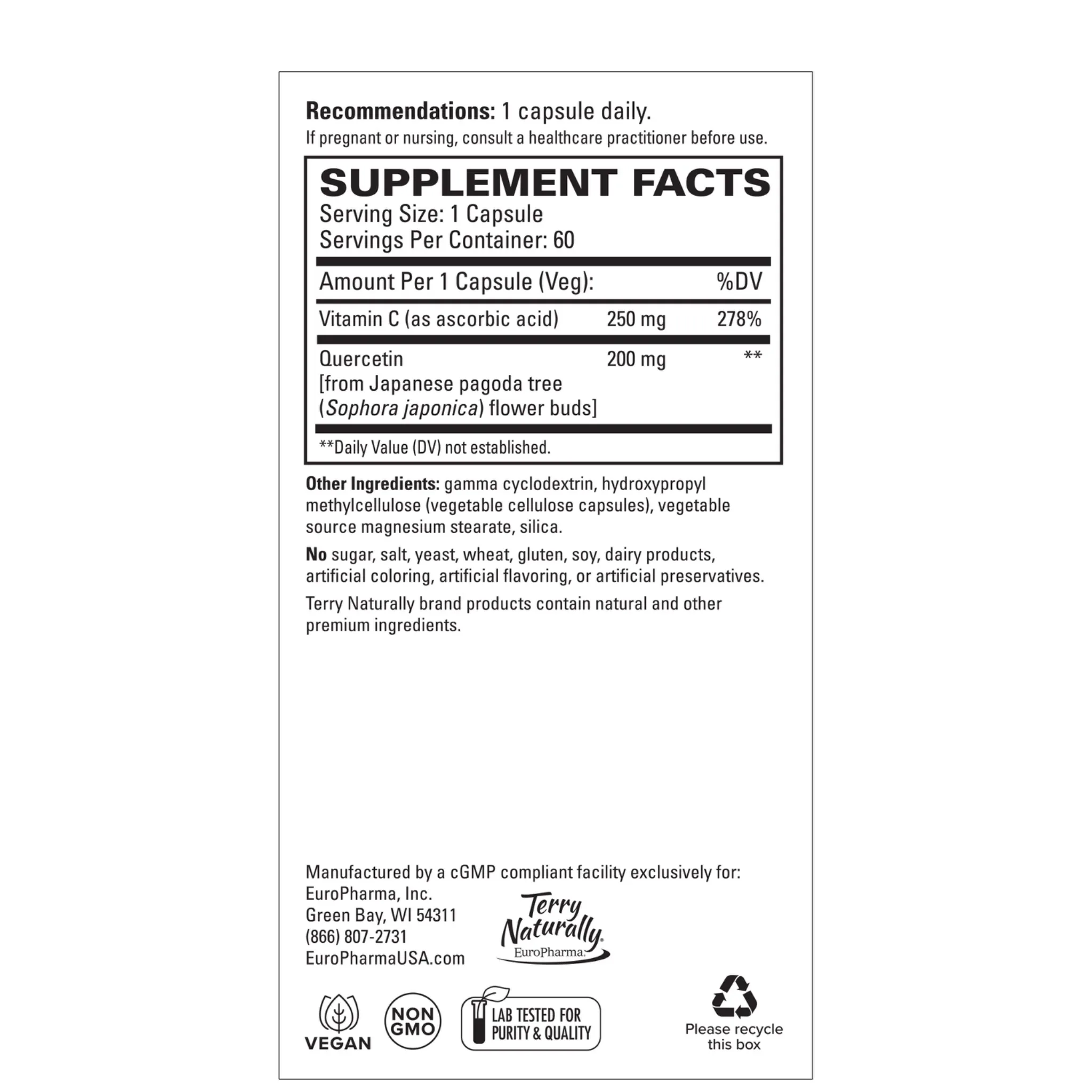 Quercetin With Vitamin C 60 ct