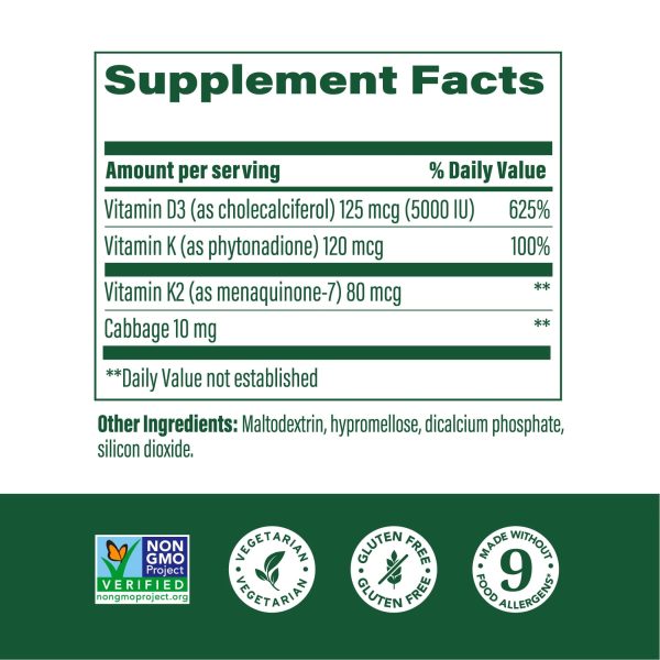 Vitamin D3 5000 IU (125mcg) plus K & K2